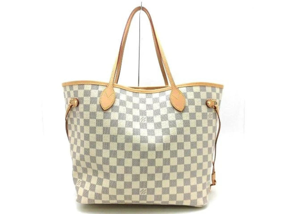 LOUIS VUITTON Neverfull Tote Bag Damier Azur White Rose Pink Ballerine